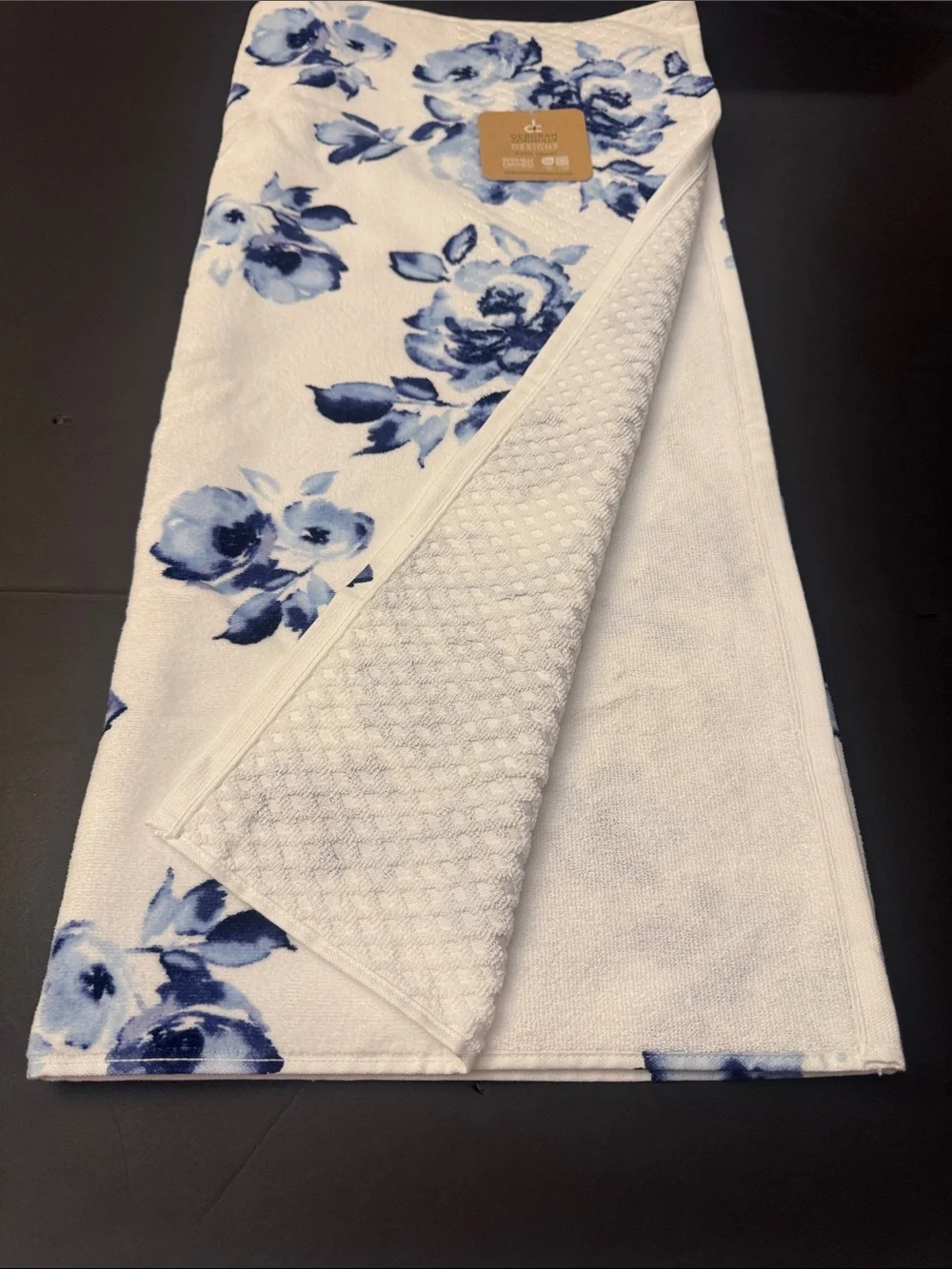 4pc DEBORAH CONNOLLY  Bath Towel Set - Odette - White/Navy